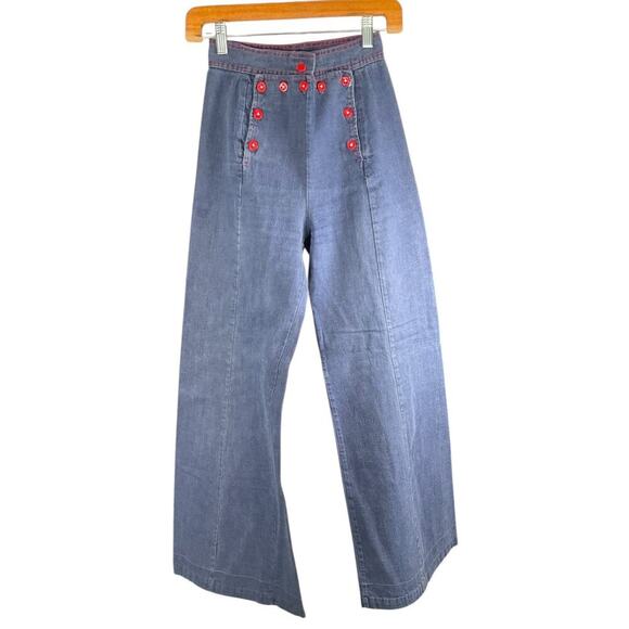 Vintage THERMO-JAC Bell Bottom Pants Full Button Front Light Wash Size 5 Groovy - Picture 12 of 13